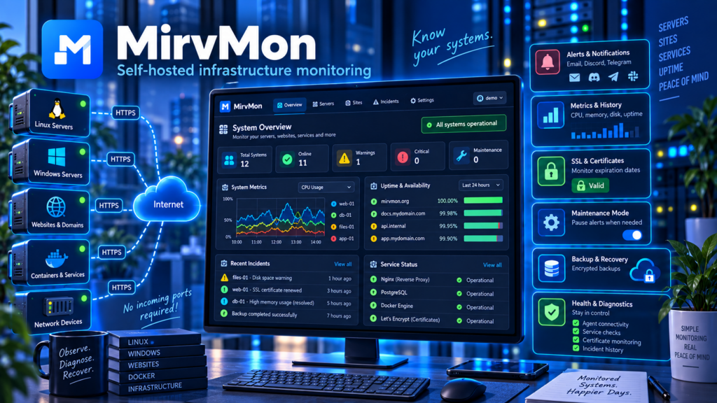 MirvMon — self-hosted мониторинг серверов и инфраструктуры