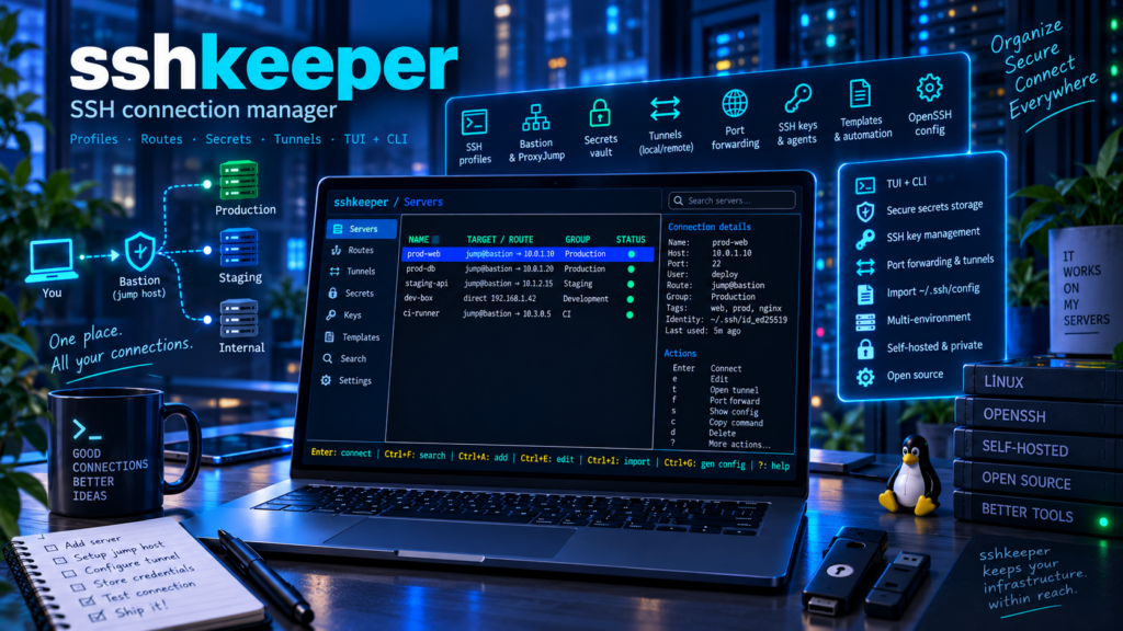 sshkeeper — менеджер SSH-подключений, маршрутов и туннелей